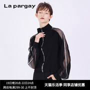 Lapargay纳帕佳2024春季网纱拼接设计感小众喇叭袖短外套女潮