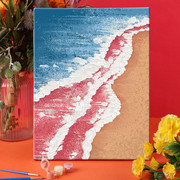 沙滩肌理画高级感网红diy丙烯颜料工具全套石英砂数字油画向日葵