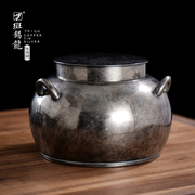 徐云勇大师作品 华蕊茶仓 斑锡龙锡罐手工制纯锡茶叶罐高端锡器