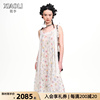 明星同款XIAOLI筱李原创设计品牌秋冬女士吊带针织印花连衣裙