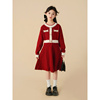 女童连衣裙秋冬款2023冬季圣诞新年过年服本命年红色公主裙子