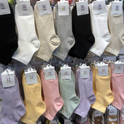 春夏季糖果色女袜子，韩国东大门镂空网眼透气棉袜，纯色简约风短筒袜