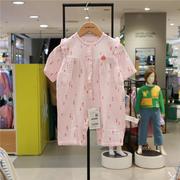 organic有机棉韩国童装，2024年夏季女宝纯棉，波点连体衣短爬