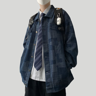 木村叔dk日系休闲衬衫，男士春秋季青少年，学生工装水洗牛仔夹克外套