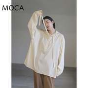 SELECT MOCA 蝴蝶结系带款式缎面廓形衬衫长袖上衣女休闲30001459