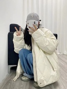 羽绒棉服女冬季2023年学生菱格棉袄韩系棉衣oversize夹棉外套