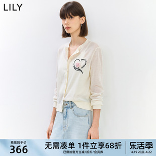 lily2024夏女装(夏女装)气质，复古通勤款玫瑰，修身轻薄短款针织开衫外套