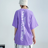 RestlessCities夏季抽绳短袖T恤ins潮牌紫色个性情侣体恤