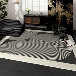 现代简约地毯客厅黑色沙发，茶几毯轻奢高级感大面积卧室床边毯地垫