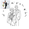 情侣漫画手绘卡通Q版黑白线条简笔画真人照片头像婚礼请柬设计