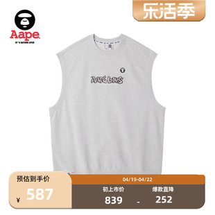 Aape男装春夏猿颜徽章字母刺绣潮流美式背心卫衣A360XXL