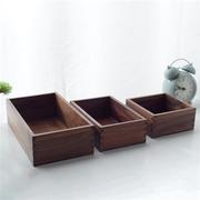 黑胡桃木盒定制无盖木盒桌面厨房，杂物收纳盒长四方木盒抽屉盒