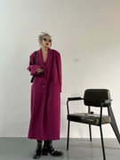 2024年春秋韩版英伦风，chic设计高级感长款紫色风衣大衣外套女