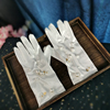 法式新娘夏季优雅白色婚纱手套缎面蝴蝶结婚纱礼服短款绸缎手套