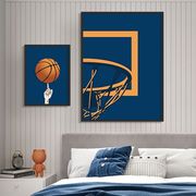 现代简约儿童房挂画男孩卧室床头装饰画体育馆运动篮球组合有框画