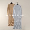 34512西班牙~羊毛混纺温柔纯色卷边圆领长袖针织裙连衣裙长裙0.42