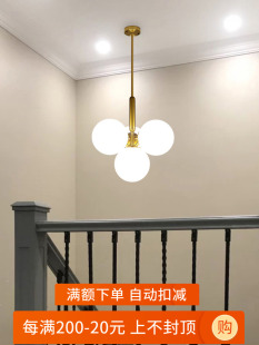 楼梯间吊灯简约现代玄关吊灯客厅挑空门厅魔豆玻璃球走廊吊杆吊灯