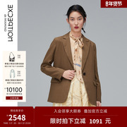 EXCEPTION例外女装春秋款小众设计修身亚麻中长休闲气质西装外套