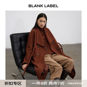 BLANK LABEL极简高级精纺羊毛套装毛呢外套女中长款呢子大衣秋冬