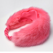 gleerainbow粉色可爱长毛仿动物，毛皮草(毛皮草)防风保暖护耳发带发箍