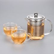 耐热玻璃茶壶350毫升不锈钢内胆过滤花草茶壶套装品茗小茶壶茶具