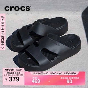 crocs卡骆驰慕斯中跟凉鞋，厚底拖鞋坡跟鞋女鞋209409