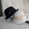 春夏卷边渔夫帽子女轻薄防紫外线可折叠盆帽优雅出游白色礼帽