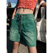 高腰牛仔短裤女夏季2023显瘦五分裤夏天薄款宽松小个子阔腿裤
