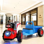 儿童手扶拖拉机电动四轮车可坐人外出男孩大号玩具车带斗双驱童车