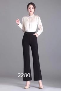 卡里卡女裤2280带钻直筒，微喇裤简单大气，高腰大码显瘦加绒休闲长裤