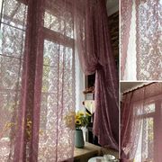 美式田园窗帘韩式透光紫粉色蕾丝成品，窗帘窗纱床幔门帘阳台飘窗帘