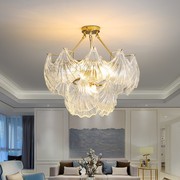 客厅法式轻奢吊灯水晶，现代玻璃贝壳灯，简约卧室2022年餐厅灯具