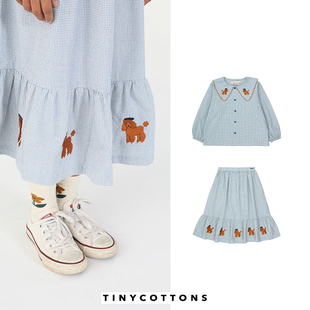 55 雯的店 Tinycottons 23秋冬 儿童小狗扇形领衬衫半身长裙