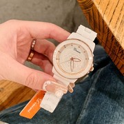  女花镜面表盘时尚士手表潮流表带韩版陶瓷石英白色国产腕表