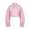短款立领粉红色休闲拉链夹克外套