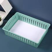 塑料长方形收纳筐桌面盒小篮子幼儿园家用厨房杂物储物大号镂空盒