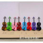 彩色小提琴初学者成人儿童练习小提琴全木质白粉红紫蓝红黑哑乐器