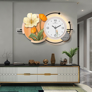 挂钟创意家用客厅高档钟表装饰画现代简约时尚餐厅时钟挂墙灯发光
