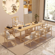 新中式茶桌禅意现代轻奢方形茶几，茶室茶具桌椅，组合原木全自动茶桌