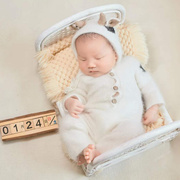 新生儿牛年摄影主题服装婴儿马海毛柔软卡通衣服可爱宝宝毛线帽子