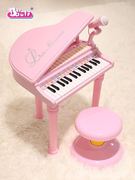 宝丽儿女童电子琴带麦克风孩钢琴宝宝早教益智具1-3岁可供玩电源
