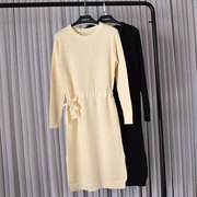 A254-2尾货品质女装针织毛衣裙厚实柔软修身气质韩版圆领套头