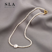 SLA私家 天然珍珠原创项链女（非合成非塑料）圆形巴洛克锁骨链潮