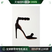 香港直邮潮奢alaia女士，labombe110带缀饰铆钉绒面革凉鞋