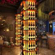 定制红酒架铁艺酒架展示架酒吧餐厅，酒柜靠墙柱子包围置物架隔断陈