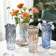 美式轻奢水晶玻璃花瓶透明水培，客厅餐桌样板间，插花器软装饰品摆件