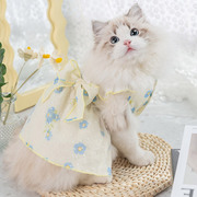 宠物猫咪衣服小可爱清新花朵，连衣裙防掉毛春夏防掉毛布偶春天