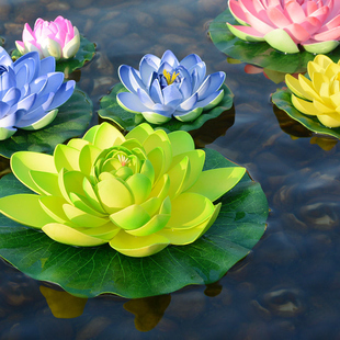 仿真荷叶假莲蓬漂浮睡莲假荷花鱼缸水池装饰莲花客厅道具供佛水上