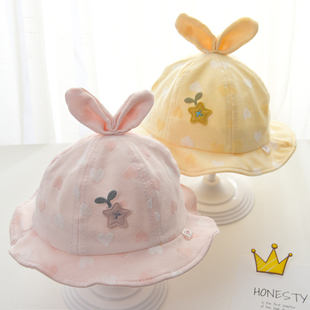 婴儿帽子春秋薄款新生幼儿，春夏季渔夫帽，可爱女宝宝夏款遮阳太阳帽