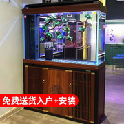 2023款大型龙鱼缸(龙鱼缸，)超白水族箱免换水，客厅落地家用玄关隔断鱼缸